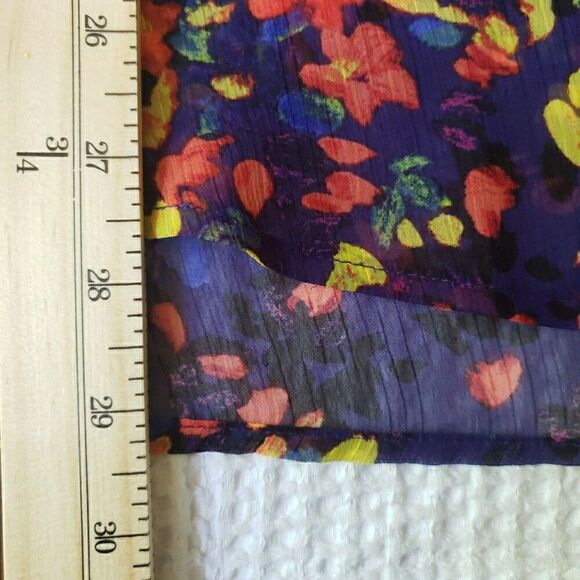 Liz Claiborne Floral Short Sleeve Tie V-Neck Sheer Blouse Top Women's Size 1X - Picture 9 of 10